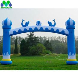 Lovely Design Blue Inflatable Dolphin Arch For Aquarium Theme Entrance Arch Air Door Gate For Kids Party