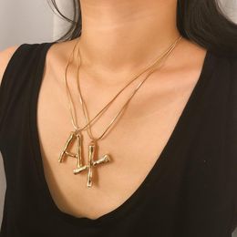 Pendant Necklaces A-Z Large Letter Script Name Initial Necklace Luxurious Exaggerated Metal Gold Chain Charm NecklacePendant