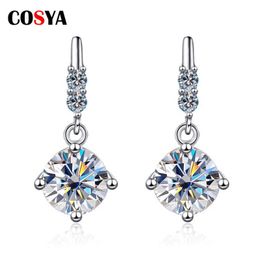 Stud COSYA Real 1 Carat Moissanite Drop Earrings For Women 100% 925 Sterling Silver Diamond Earrings Wedding Fine Jewellery Gifts