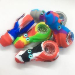 Cool Colorful Silicone Octopus Shape Pipes Herb Tobacco Oil Rigs Storage Box Glass Hole Filter Bowl Portable Handpipes Smoking Cigarette Hand Holder Tube DHL