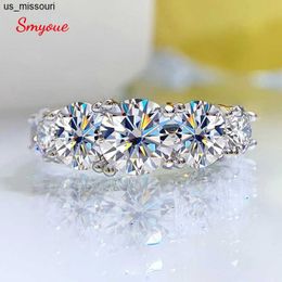 Band Rings Smyoue 18k Plated 36CT All Moissanite Rings for Women 5 Stones Sparkling Diamond Wedding Band S925 Sterling Silver Jewellery GRA J230522