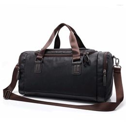 Duffel Bags 2023 Outdoor Travel Bag Black PU Leather Hiking Hand Luggage For Men Duffle Large Capacity High Quality