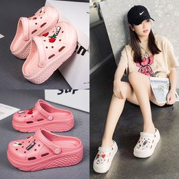 Girls' Sandals High Beauty Summer New Popular Slippers Women's Leisure Fashion Thick Sole Elevated Hole Shoes F6073-03