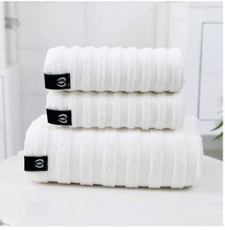 Towels Bathroom Luxury Bath Towels Hand Towels Hair Towels Striped Absorbent Bath Towels Towel Set Free Shipping