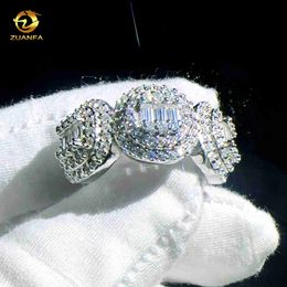 Hotsale men hip hop rings 925 sterling silver Jewellery vvs moissanite diamond ring with gra certificate