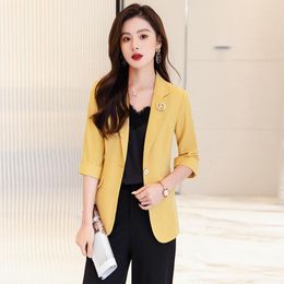 Women's Suits Half Sleeve Spring Summer Blazers Jackets Coat Women Business Office Work Wear Ladies Professional Career Outwear Tops Clothes