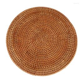 Plates 2X Rattan Storage Tray Round Basket With Handle Hand-Woven Wicker L