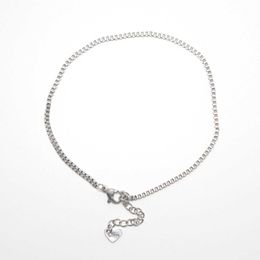 Anklets 304 Stainless Steel Anklet For Women Silver Colour Metal Chain Anklets Bracelets Barefoot on the leg Jewellery 22.8cm(9") long G220519