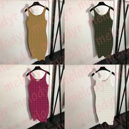 Letter Jacquard Sling Dress High Elastic Knitted Vest Skirts for Womens Summer Slim Tight Dresses