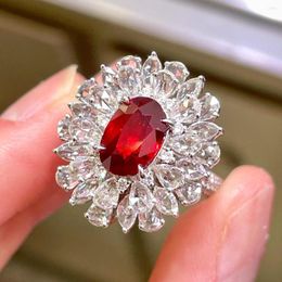Cluster Rings GRS JE Natural 2.02ct Red Ruby Ring Diamonds Jewellery Anniversary Female's For Women's Fine Valentine's Day Gifts