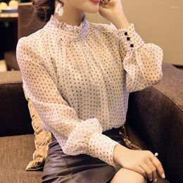 Women's Blouses Women Top Blusa Mujer Lace Chiffon Blouse Long Sleeve Ladies Transparent See Through Shirt Sexy Harajuku Mesh Tops