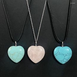 Pendant Necklaces 2pcs Vintage Heart Love Necklace Natural Stone Jewelry Wholesale Luxury Gemstone Rope Chain Ladies For Women