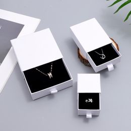 Boxes 24pcs Jewelry Travel Organizer Cardboard Box White Paper Drawer Jewerly Display Packaging Storage Case Box for Ring Necklace