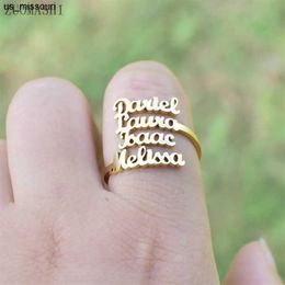 Band Rings Personalised Multiple Name Ring Family Name Ring Custom Stackable Name Jewellery Three Four Names New Mom Gift For Women J230522