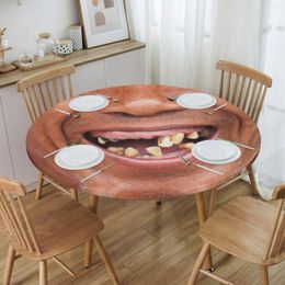 Table Cloth Great Smile Tablecloth Round Fitted Waterproof Tooth Teeth Cover For Dining Room