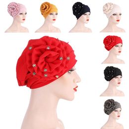 Beanies Beanie/Skull Caps Trendy Flower Muslim Hijab Wrap Head Inner Hijabs Cotton Beads Turban Bonnet For Women Solid Colour Islamic