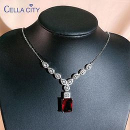 Necklaces Cellacity silver 925 Jewellery pendant necklace with ruby gemstones 5a zircon big stone fine Jewellery wedding party wholesale gift