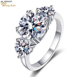 Band Rings Wong Rain 925 Sterling Silver VVS1 3CT Round Real Moissanite Diamonds Gemstone 18K Gold Plated Engagement Ring Fine Jewellery GRA J230522