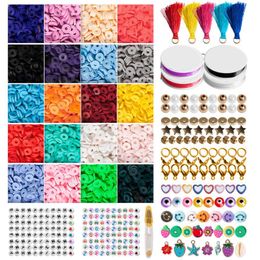 Crystal 4000Pcs/Box 6mm Flat Round Polymer Clay Spacer Bead Kits Clay Bracelet Heishi Beads Jewelry Making DIY Handmade Accessories Sets