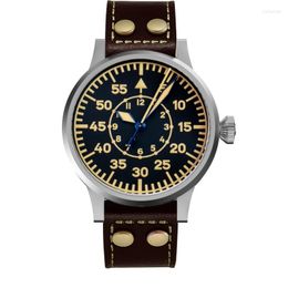 Wristwatches Hruodland Men Watch Vintage Military Enthusiasts SW200 Movement Automatic Mechanical Watches 100M Waterproof Leather