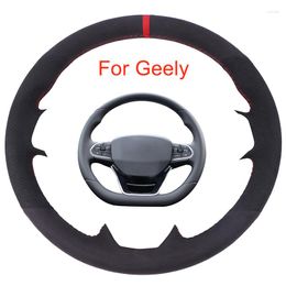 Steering Wheel Covers Customized Car Cove For Geely Coolray SX11 DIY Black Suede Leather Braid