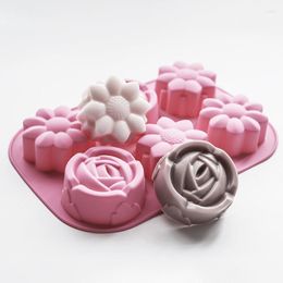 Baking Moulds 6 Holes Flower Silicone Cake Mold Muffin Cupcake Molds Cookies Bakeware Pan Tray Chocolate Soap Mould Kitchen Tool