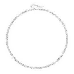 Necklaces Poulisa 3/4MM 18K Gold Plated Zircon Tennis Chain Necklace 925 Sterling Silver Cubic Zirconia Necklaces Tenis S925 CZ Neck Chain