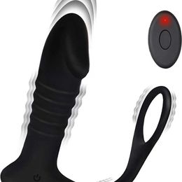 factory outlet Thrusting Anal Vibrator with Cock Ring uttonR liconeMa leVi hargeablePro stateVib ratorSex Toy swit h310 Thru stingVibr tingModes for