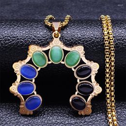 Pendant Necklaces Bohemian Flower Of Life Necklace For Women/Men Stainless Steel Natural Stone Boho Jewellery Christmas Gift