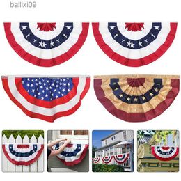Party Decoration Independence Day American Flag Banner Patriotic Bunting Flag Pleated Fan Flag USA Festival Decoration for Outdoor 4th of July T230522