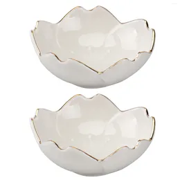 Plates 2pcs Ceramic Sauce Dishes Sakura Flower Shape Seasoning Sushi Dipping Bowl Saucers Appetiser ( White )