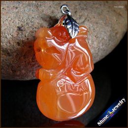 Pendant Necklaces Hand Carved Brave Troops Men Jewellery Natural Red Agate Stone Necklace Wholesale Fashion Crystal For Boys Gifts BS949
