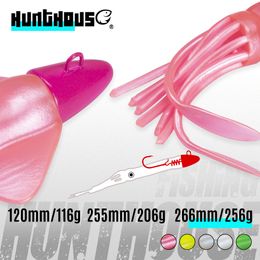 Fishing Hooks Hunthouse Jigging Lure 116g Squid Bait Jig Head Silicone Trolling Lerrue for Tuna GT peche en mer Calamar 230520