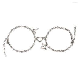 Link Bracelets Magnetic Couple For Women Men Stainless Steel Cuban Chain Heart Key And Lock Bracelet Friendship Valentines Gift
