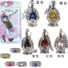Pendant Necklaces Anime Puella Magi Madoka Magica Soul Gem Necklace Ring Set Girl Jewelry Gift Cosplay Props