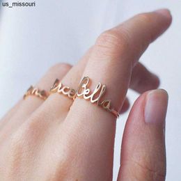 Band Rings Custom Name Rings for Women Stainless Steel Gold Plated Personalized Band Letter Initial Ring Wedding Jewelry Bijoux Femme 2023 J230522