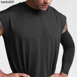 Men's T-Shirts 2022 Summer Quick Dry Gym Clothing Mesh Sport Tank Top Men Bodybuilding Sleeveless Shirt Mens Fitness Stringer Running Vest J230522