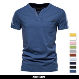 Men s T Shirts Summer Top Quality Cotton T Shirt Men Solid Colour Design V neck T shirt Casual Classic Clothing Tops Tee 230522