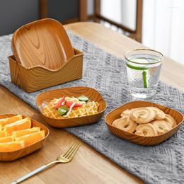 Plates Imitation Wood Snack Plastic Creative Square Cake Plate Dried Fruit Salads Sushi Dish Reusable Kitchen Gadgets