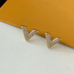 2024Stud Fashion Women 18K Gold Plated diamond earrings Ear Studs Designers Geometry Letters Crystal designer earrings for woman Wedding