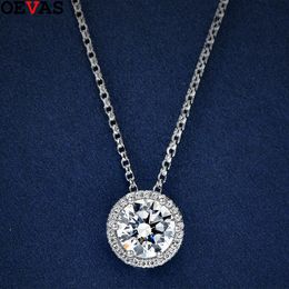 Necklaces OEVAS Classic 100% 925 Sterling Silver 3.25ct round High Carbon Diamond Necklace Wedding Engagement Ring Fine Jewellery 40+3CM