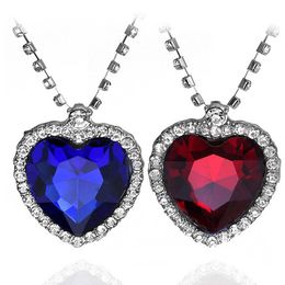 Necklaces Fashion 20Pcs/Lot TITANIC Heart Of the Sea Necklace for Women Blue Red Romantic Chain Pendant Necklaces Fashion Wedding Jewellery