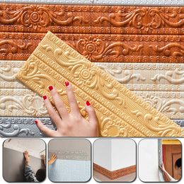 Wall Stickers 3D Foam Edge Strip Self Adhesive Waterproof Ceiling Decoration Baseboard Corner Waist Line Sticker