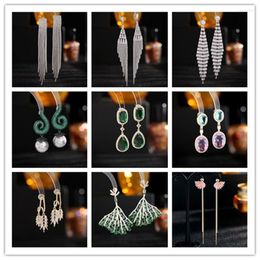 Dangle Earrings Net Red Temperament Premium Exaggerated East Gate Fashion Zircon Tassels Long