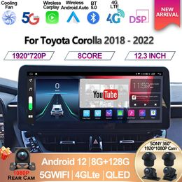 For Toyota Corolla 2018 2021 2022 12.3inch Car Multimedia Video Player GPS Navigation Radio Android 12 8+128G Carplay DSP Sound-2