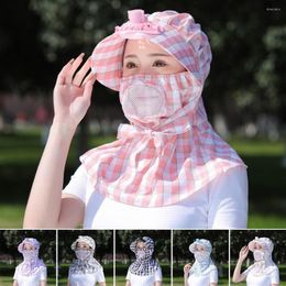 Cycling Caps Outdoor Sunscreen Golf Sun Proof Windproof Women Collar Fishing Riding UV Protect Neckline Mask Summer Wide Brim Scarf With Fan