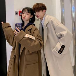 Men's Wool & Blends 2023 Fashion Men Woman Warm Polyester Coat Overcoat Autumn Winter Loose Windbreaker Jacket Boys Oversized Long Couple XX