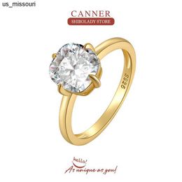 Band Rings CANNER Luxury Diamond 925 Sterling Silver Rings For Women Natural Zircon Wedding Party 18K Gold Gemstones Fine Jewelry J230522