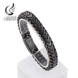 Bangle Fongten Polished Shinny Snake Men Link Chain Bracelet Vintage Stainless Steel Trendy Wristband Fashion Bangle Jewelry