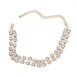 Choker Sparkling Silver Gold Colour Crystal Collar Chain Necklace Bridal Women Wedding Party Rhinestone